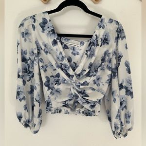 Abercrombie & Fitch faux silk floral crop top